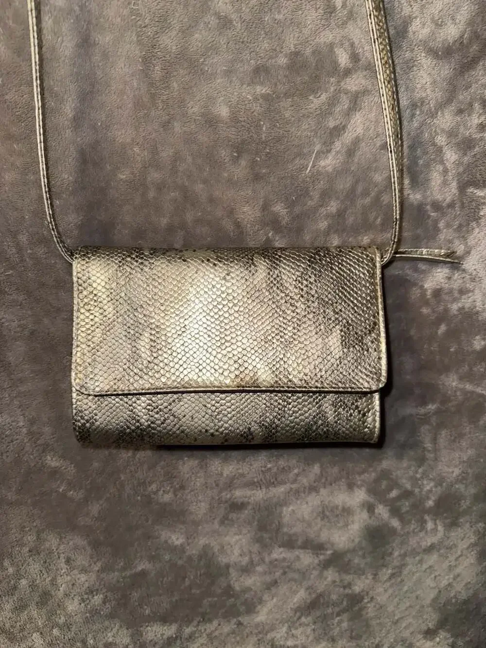 Time and Tru Metallic Gold Snakeskin Texture Crossbody Clutch Bag